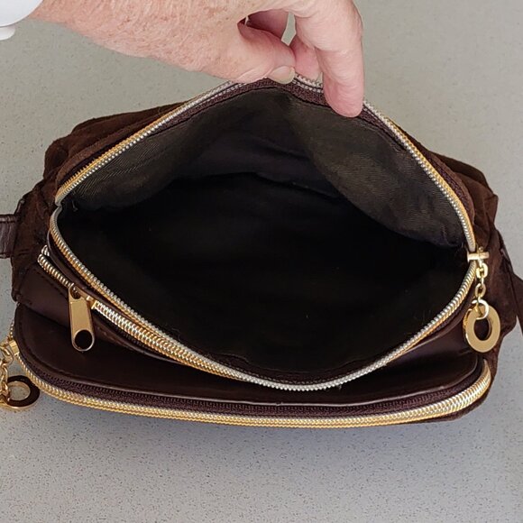 Brown Suede Leather Crossbody Purse - Picture 10 of 12